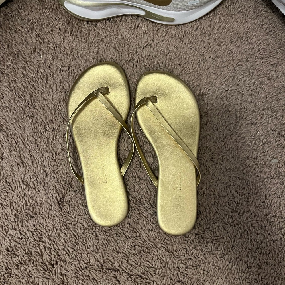 TKEES Gold Sandals Minimalist Thong Design